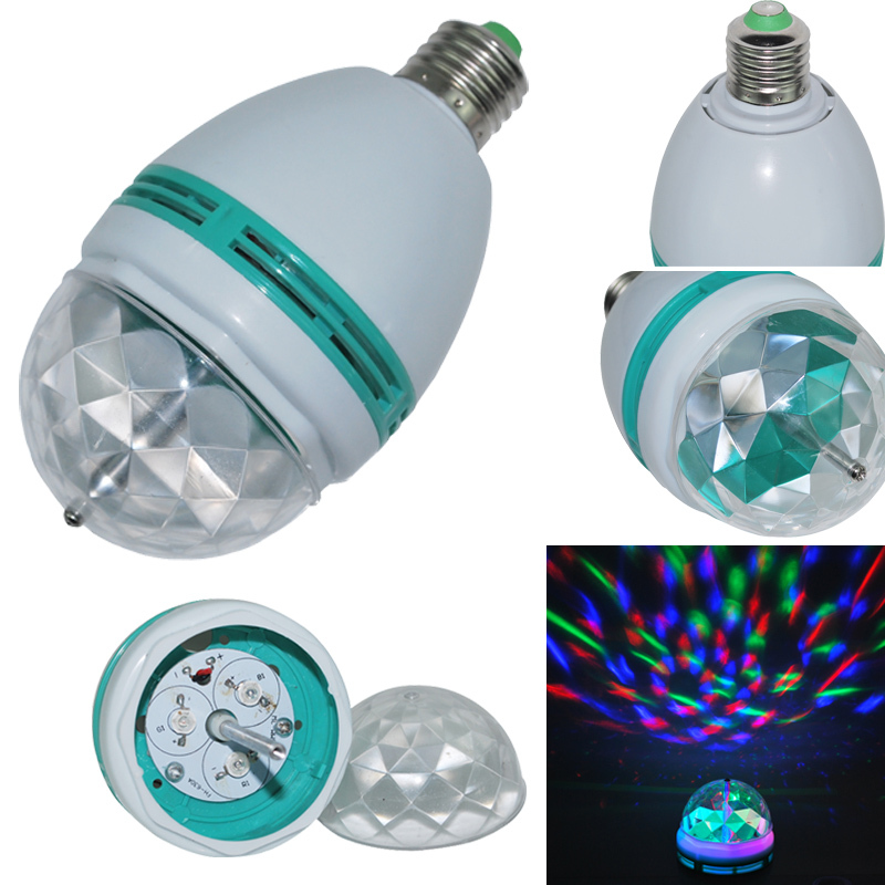 Hot Sale Crystal Magic Ball Stage Light Led E27 3W RGB Rotating Lamp For Party Disco