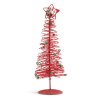 Karácsonyi, glitteres, fém karácsonyfa - 28 cm - piros