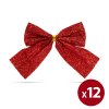 Karácsonyi dísz - glitteres masni szett - piros - 12 db / csomag