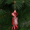 Karácsonyfadísz szett - szaloncukor - akasztóval - piros - 11 x 4 cm