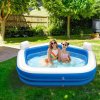 Felfújható medence fejtámlával, italtartóval – 213 x 206 x 60 cm – Fehér / Kék