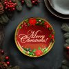 Karácsonyi kínálótál - műanyag - "Merry Christmas" - 22 cm