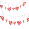 Girland - papír - piros kockás szívek - 2 m