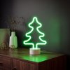 Neon LED lámpa - zöld fenyőfa - 3 x AA + USB - 18,5 x 8,5 x 28 cm