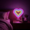 Neon LED lámpa - színes szív - 3 x AA + USB - 25,2 x 1,6 x 23 cm