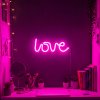 Neon LED lámpa - rózsaszín "Love" - 3 x AA + USB - 34 x 1.6 x 12,5 cm