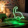 Neon LED lámpa - zöld dinoszaurusz - 3 x AA + USB - 25,9 x 8,5 x 24,3 cm