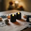 Halloween-i világító dekoráció - LED-es gyertya - fekete - 2 db / csomag