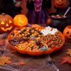 Halloween-i kínálótál - tök - narancssárga - műanyag - 30 x 27 cm