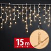 Fényfüzér függöny - 15 m - melegfehér - 600 LED - 100-240V - 6W - átlátszó kábel