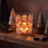 Karácsonyi üveg teamécses tartó - 8 x 7 cm - 3 féle