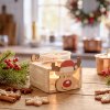 Karácsonyi mécsestartó - üveg pohár fa talppal - 10 x 9 cm - 3 féle