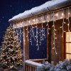 Fényfüzér függöny - 15 m - melegfehér - 600 LED - 100-240V - 6W - átlátszó kábel