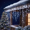 Fényfüzér függöny - 15 m - hidegfehér - 600 LED - 100-240V - 6W - átlátszó kábel