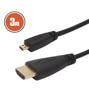 Micro HDMI kábel - 3 m aranyozott csatlakozóval