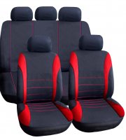 Autós üléshuzat szett - piros / fekete - 9 db-os - HSA007
