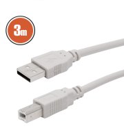 USB kábel 2.0 A dugó - B dugó 3,0 m