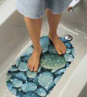 Fürdőszobai csúszásgátló 66 x 35 cm Kék, kőmintás