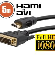 DVI-D / HDMI kábel - 5 m aranyozott csatlakozóval