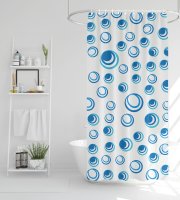 Zuhanyfüggöny - kék-fehér mintás - 183 x 183 cm