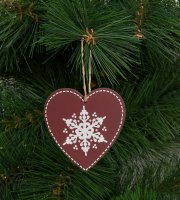 Karácsonyfadísz - szív - akasztható - 9 x 9 cm