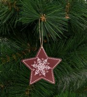 Karácsonyfadísz - csillag - akasztható - 9,6 x 9,3 cm