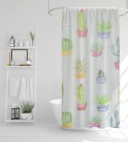 Zuhanyfüggöny - kaktusz mintás - 180 x 180 cm