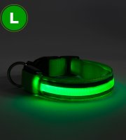 LED-es nyakörv - akkumulátoros - L méret - zöld