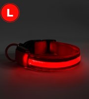 LED-es nyakörv - akkumulátoros - L méret - piros
