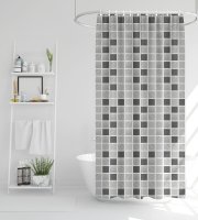Zuhanyfüggöny - négyzet mintás - 180 x 180 cm