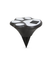 LED-es szolár lámpa - kutya lábnyom, leszúrható - műanyag - fekete