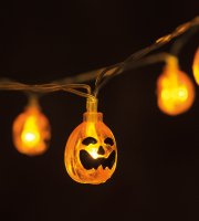Halloween-i tökös fényfüzér - 10 LED - 2 x AA - 1,2 m