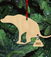 Fa karácsonyfadísz - Kakiló kutya