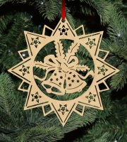 Fa karácsonyfadísz – Csillag harangokkal