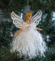 Karácsonyi dekor - angyal - 20 x 20 cm - fehér