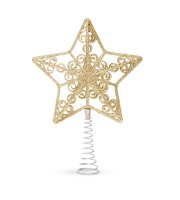 Karácsonyfa csúcsdísz - csillag alakú - 20 x 15 cm - arany