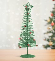 Karácsonyi, glitteres, fém karácsonyfa - 28 cm - zöld