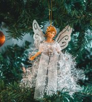 Karácsonyi dekor - angyal - 20 x 20 cm - ezüst