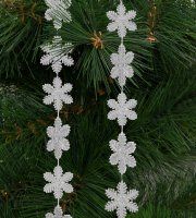 Karácsonyi girland - hópehely - 2,7 m - ezüst