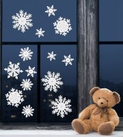 Karácsonyi ablakdekor szett  jégkristály - papír, fehér