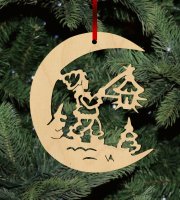 Fa karácsonyfadísz – Lámpás Holdon