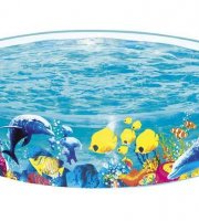 Merevfalú medence gyerekeknek - halas mintával - 183 x 38 cm
