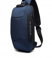 OZUKO biztonsági záras hátizsák (18×10×35 cm) Kék