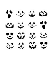 Halloween-i fólia matrica szett - fekete tök arcok - 16 db / csomag