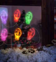 Karácsonyi LED-es fényfüzér - gél ablakmatrica - 6 LED - 2 x AA