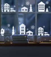 Karácsonyi ablakdekor - téli táj - 37,5 x 27 cm