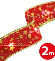 Karácsonyi LED-es szalag - piros - 2 m x 5 cm - 2 x AA