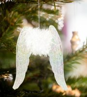 Karácsonyi dísz - irizáló, akril angyalszárnyak - 15 x 12,5 x 1,5 cm