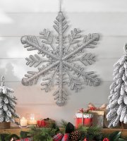 Karácsonyi dísz - ezüst jégkristály - 29 x 29 x 1 cm