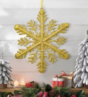 Karácsonyi dísz - arany jégkristály - 29 x 29 x 1 cm